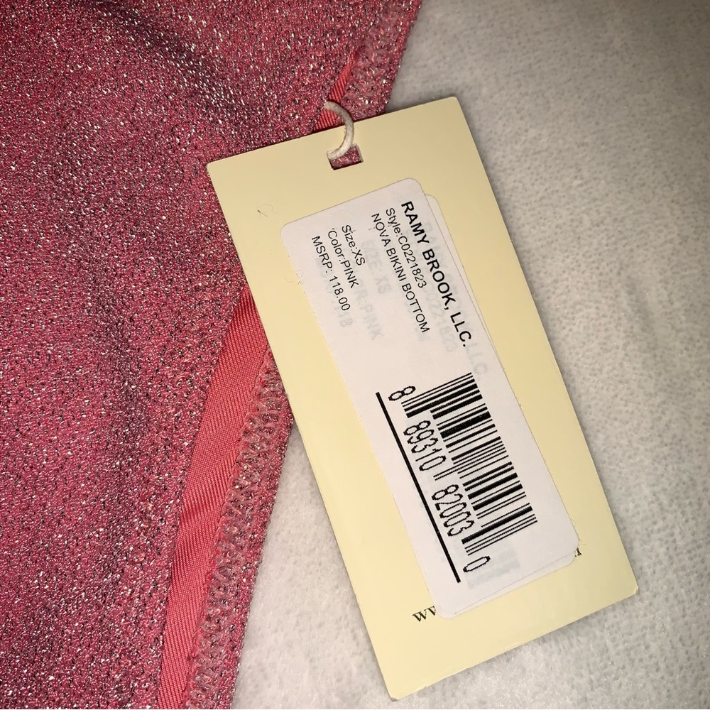 Ramy brook tasha pink‎ metallic side tie bikini bottoms size XS new with tags - Picture 7 of 11